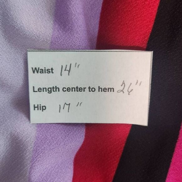 eci Colorful Stripe Wrap Skirt Size Small Purple and Blue Stripe Ruffle Skirt