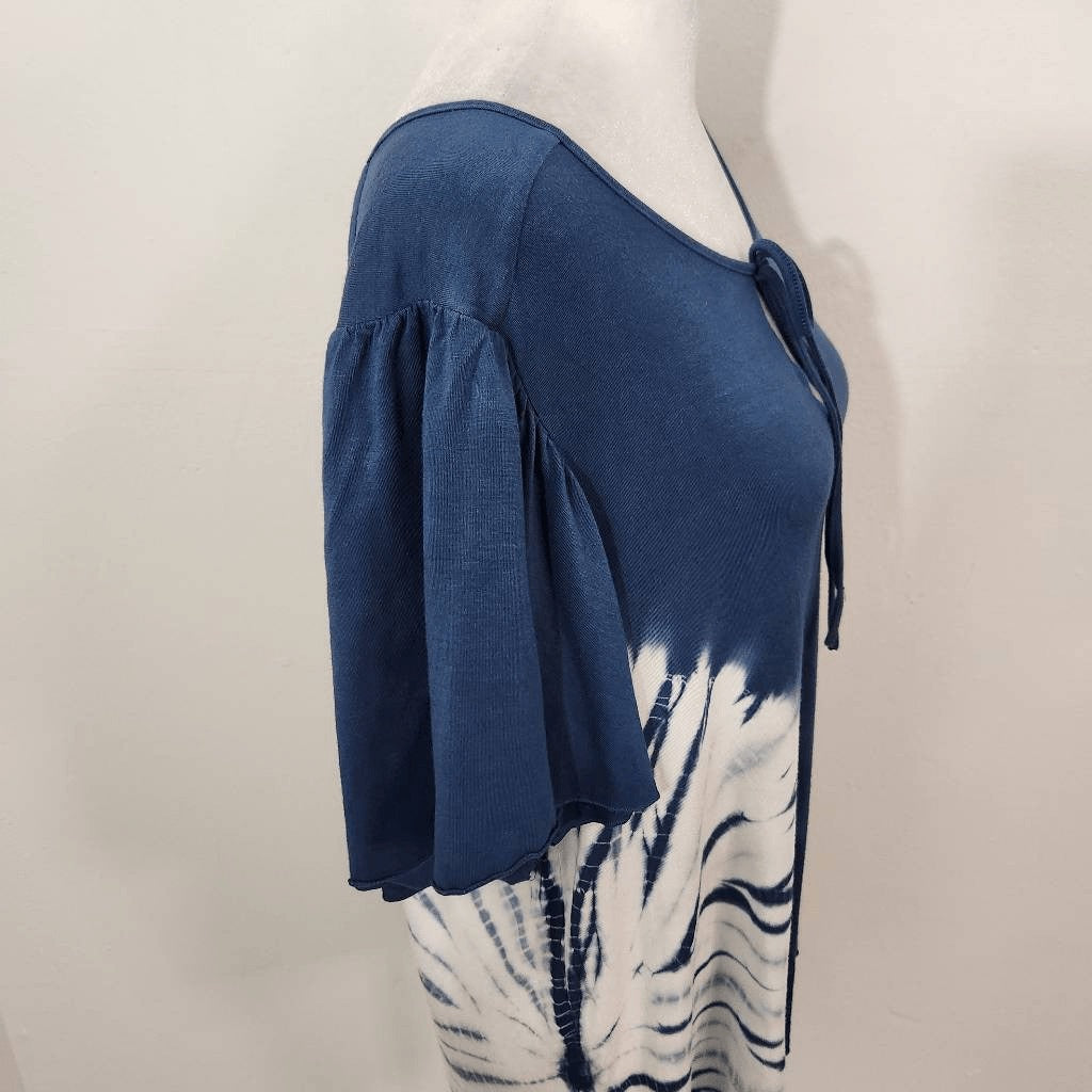 Chaser Blue Tie-Dye Blouse NWT Size Medium Tie-Dyed Boho Blouse