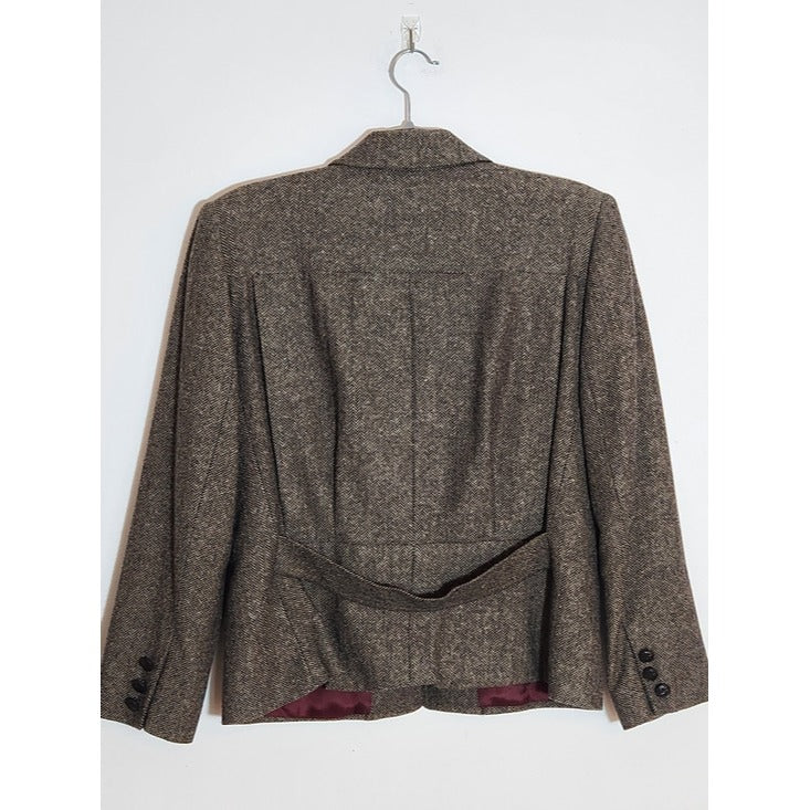 David Brooks Brown Herringbone Blazer Size 10 Petite