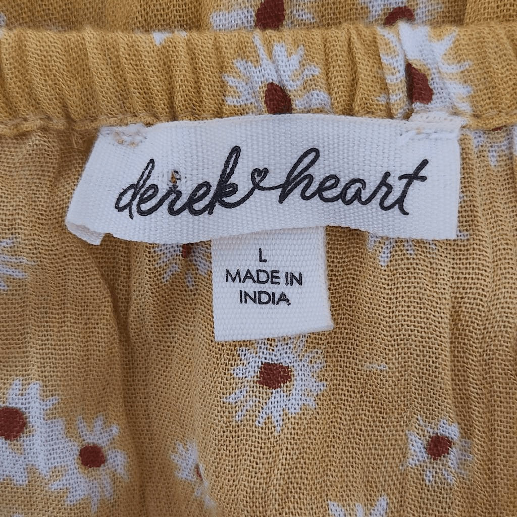 Derek Heart Yellow Floral Mini Dress with Cutout Size Large Floral Boho Dress
