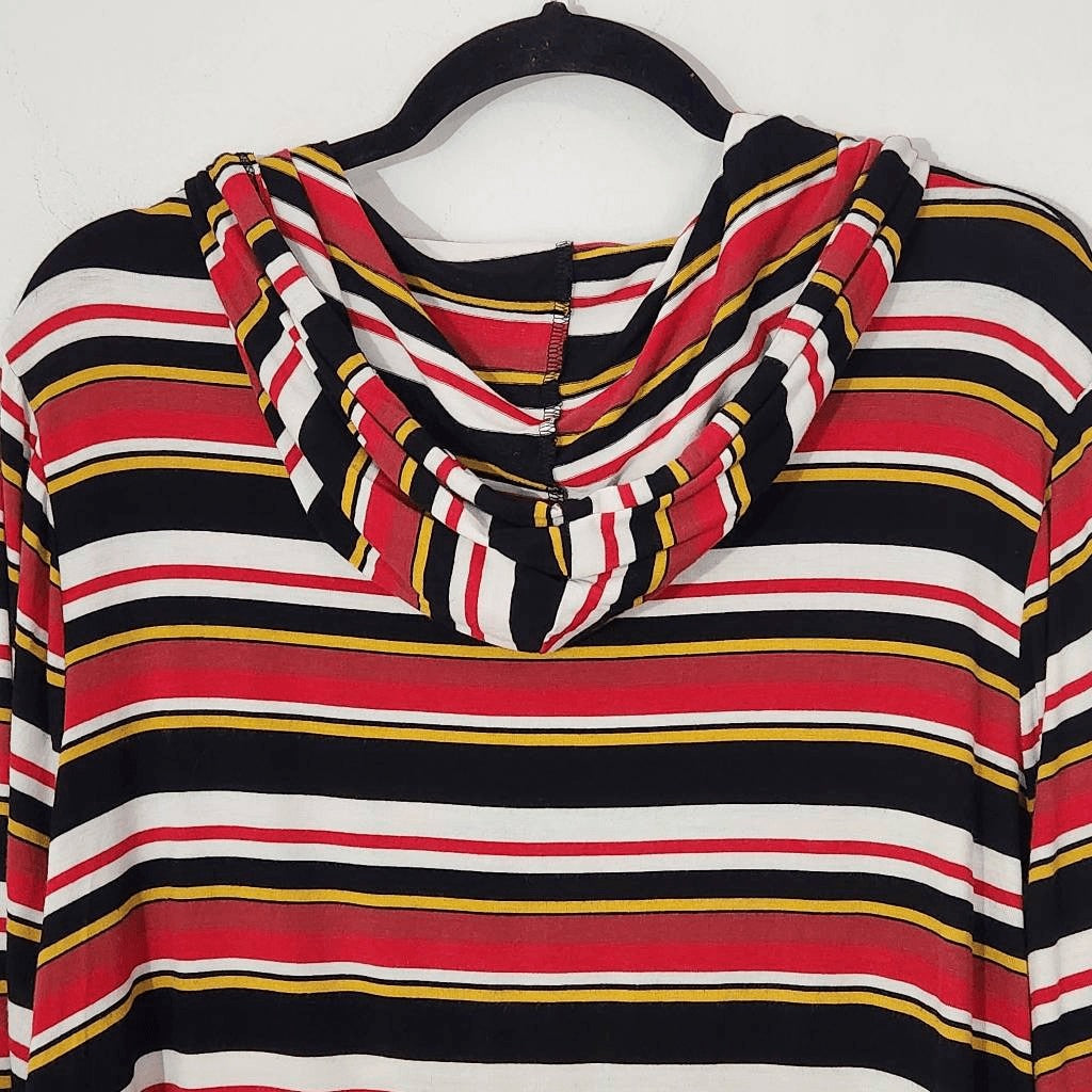 Express Red Stripe Cropped Hoodie Size XL Striped Knit Top with Hoodie