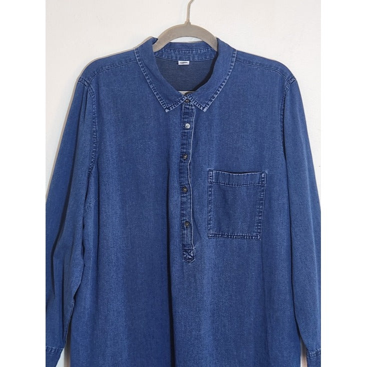 Old Navy Long Sleeve Mini Denim Shirt Dress Size XXL