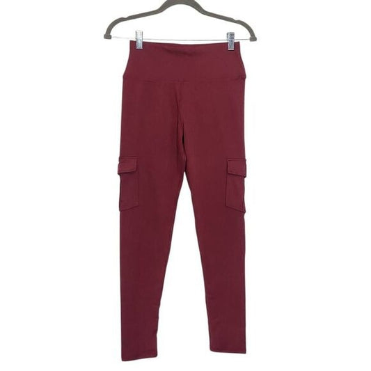 Burgundy Cargo Leggings Size Medium Oxblood Leggings with Pockets