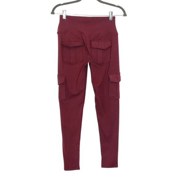 Burgundy Cargo Leggings Size Medium Oxblood Leggings with Pockets