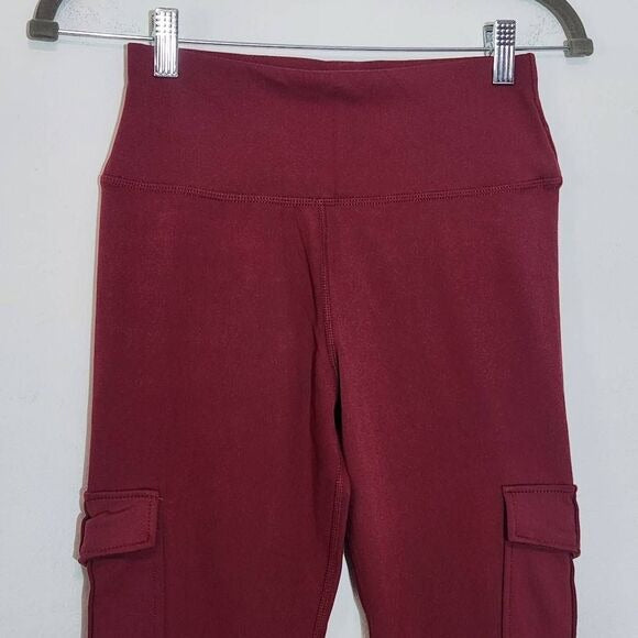 Burgundy Cargo Leggings Size Medium Oxblood Leggings with Pockets