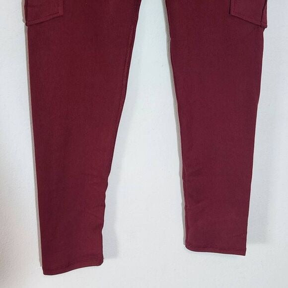 Burgundy Cargo Leggings Size Medium Oxblood Leggings with Pockets