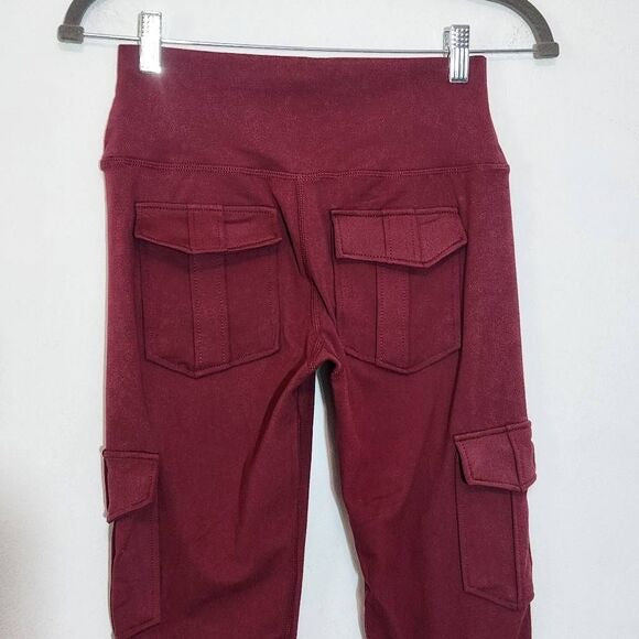 Burgundy Cargo Leggings Size Medium Oxblood Leggings with Pockets