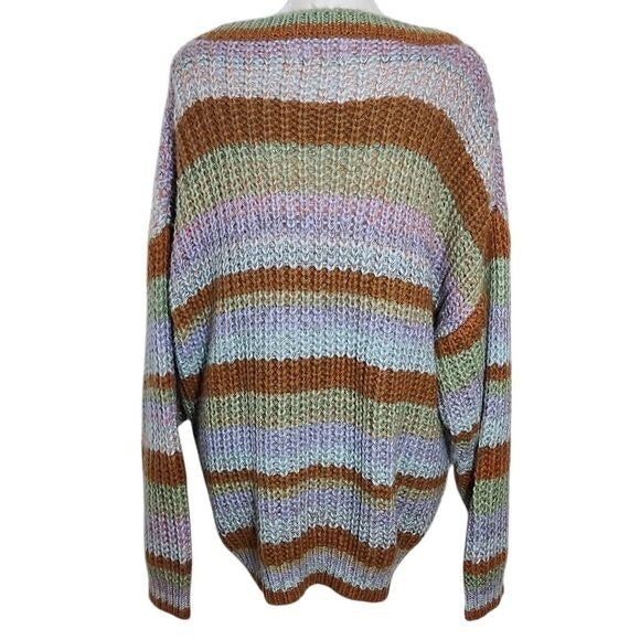 Haptics Colorful Stripe Sweater Size 2X Plus Size Striped Chunky Knit Sweater