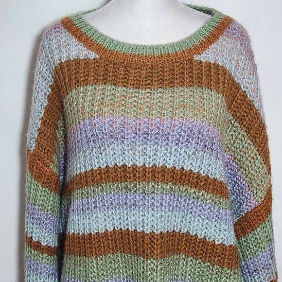 Haptics Colorful Stripe Sweater Size 2X Plus Size Striped Chunky Knit Sweater