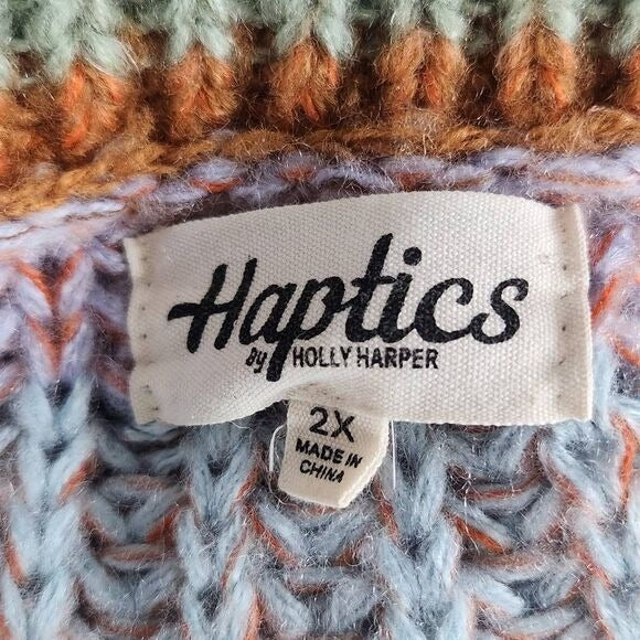 Haptics Colorful Stripe Sweater Size 2X Plus Size Striped Chunky Knit Sweater