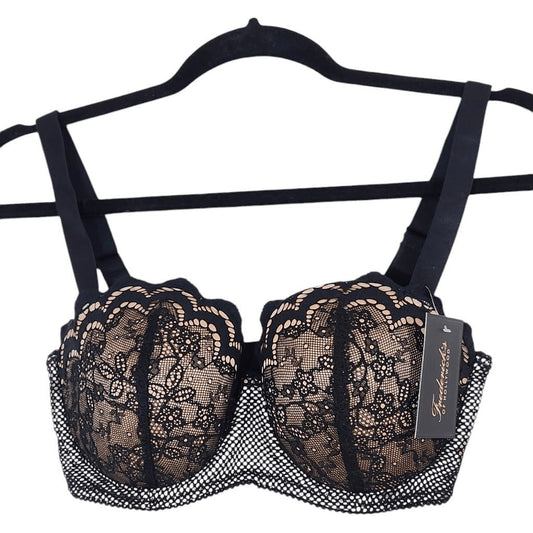 Frederick's of Hollywood Nude and Black Lace Padded Bra 32DD NWT Lingerie Shower