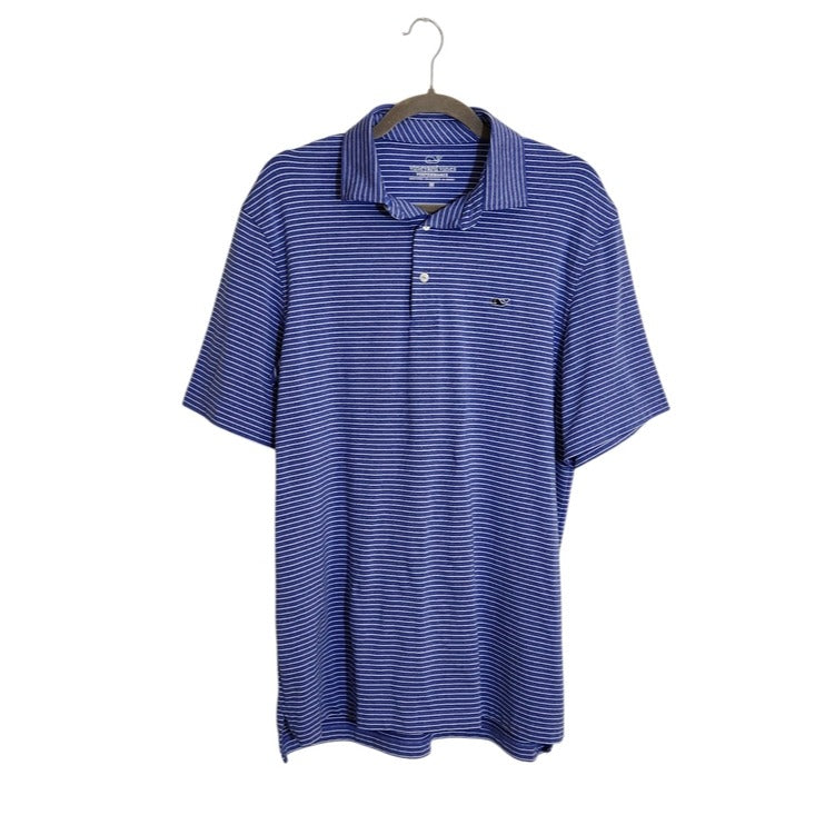 Vineyard Vines Blue and White Stripe Performance Polo Size Medium