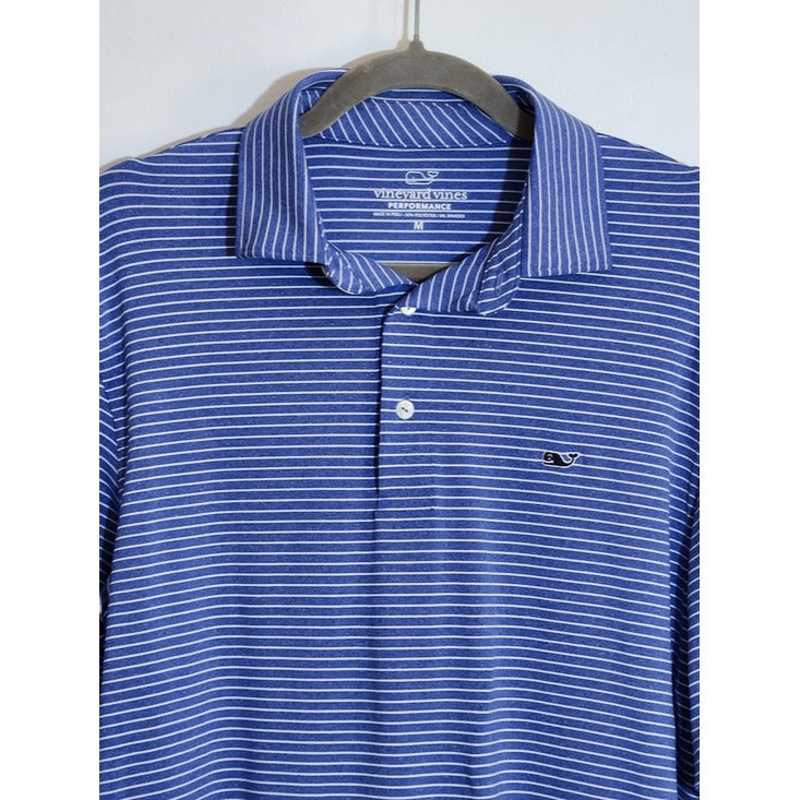 Vineyard Vines Blue and White Stripe Performance Polo Size Medium