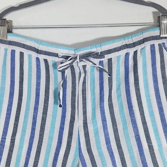Liz Claiborne Blue Striped Linen Shorts NWOT Size XXL Preppy Striped Shorts
