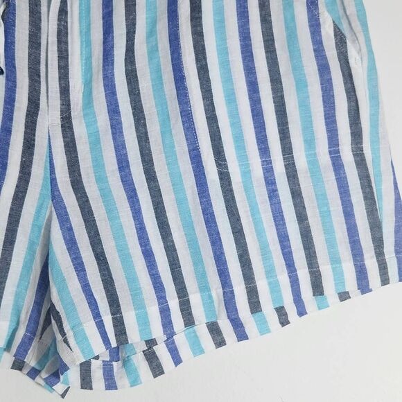 Liz Claiborne Blue Striped Linen Shorts NWOT Size XXL Preppy Striped Shorts