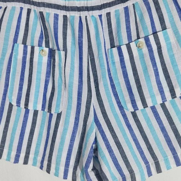 Liz Claiborne Blue Striped Linen Shorts NWOT Size XXL Preppy Striped Shorts