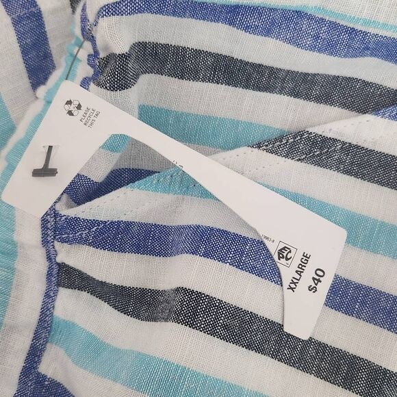 Liz Claiborne Blue Striped Linen Shorts NWOT Size XXL Preppy Striped Shorts