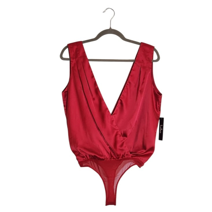 Lulus Sleeveless Red Satin Bodysuit Size Small NWT