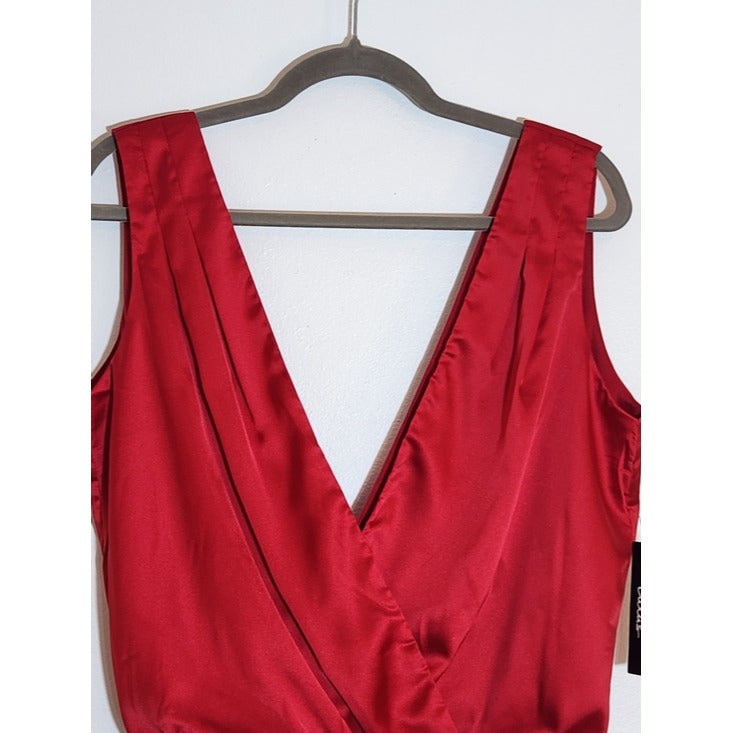 Lulus Sleeveless Red Satin Bodysuit Size Small NWT