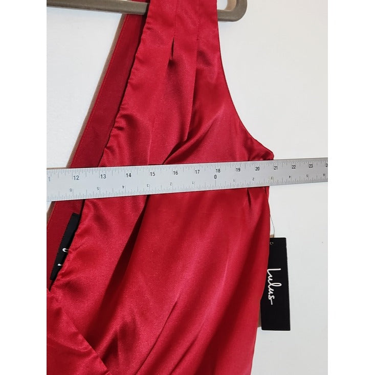 Lulus Sleeveless Red Satin Bodysuit Size Small NWT