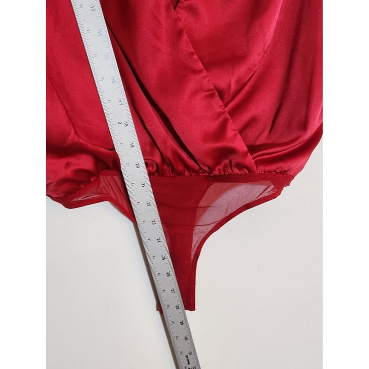 Lulus Sleeveless Red Satin Bodysuit Size Small NWT