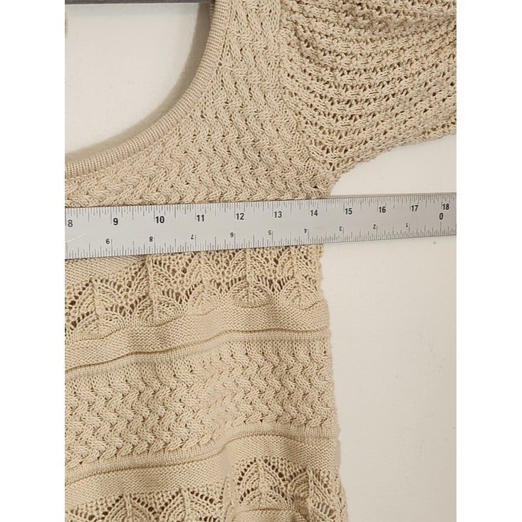 Lucy Paris Beige Knit Cropped Sweater with Puffy Sleeves Size XS