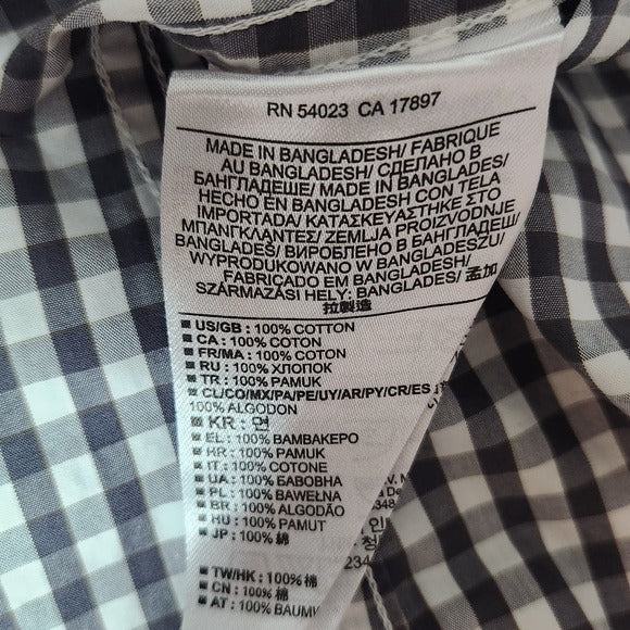 Banana Republic Gray Check Button Down Shirt Sz Large Preppy Button-Up Shirt
