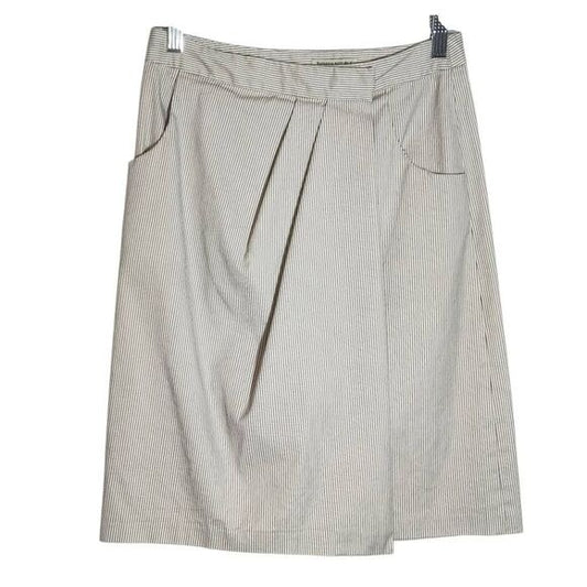 Banana Republic Cream Pinstripe Wrap Skirt Size 0 Preppy Mini Skirt