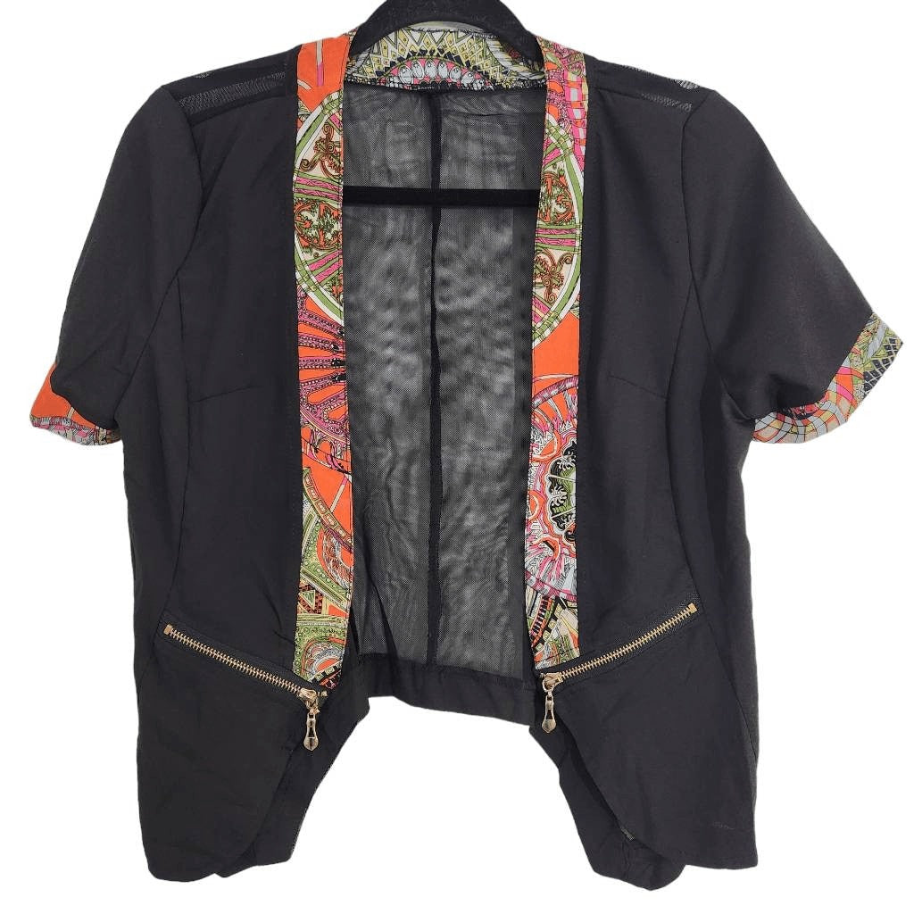 Black Open Jacket with Sheer Mesh Back Size Small Shein Curve Black Boho Kimono