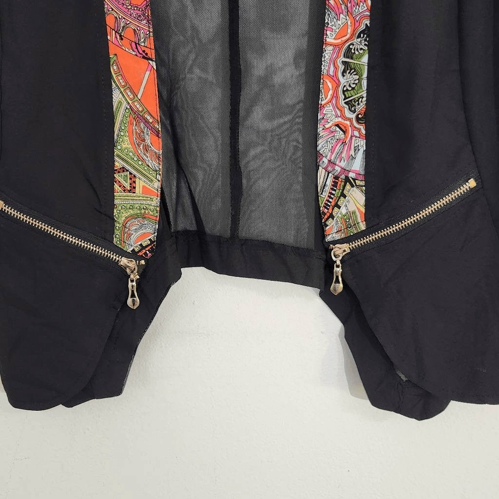 Black Open Jacket with Sheer Mesh Back Size Small Shein Curve Black Boho Kimono