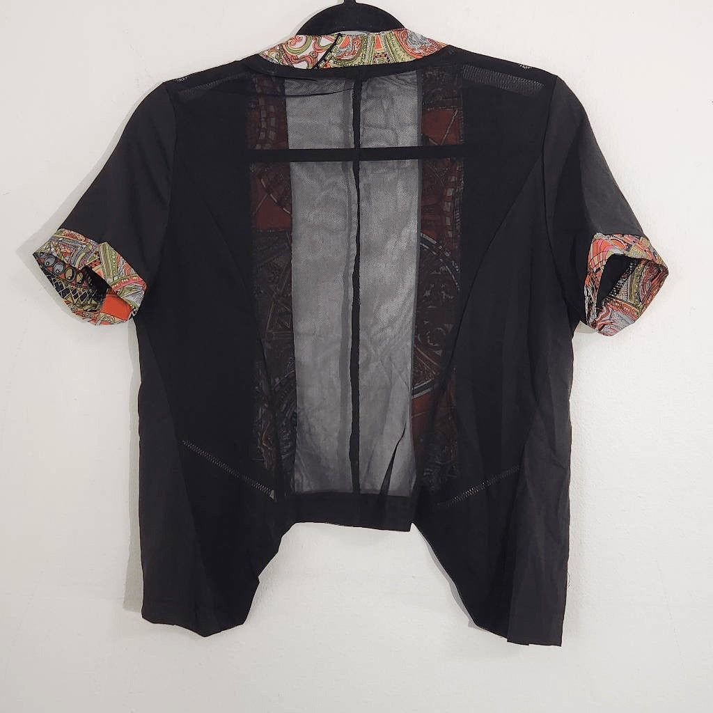 Black Open Jacket with Sheer Mesh Back Size Small Shein Curve Black Boho Kimono