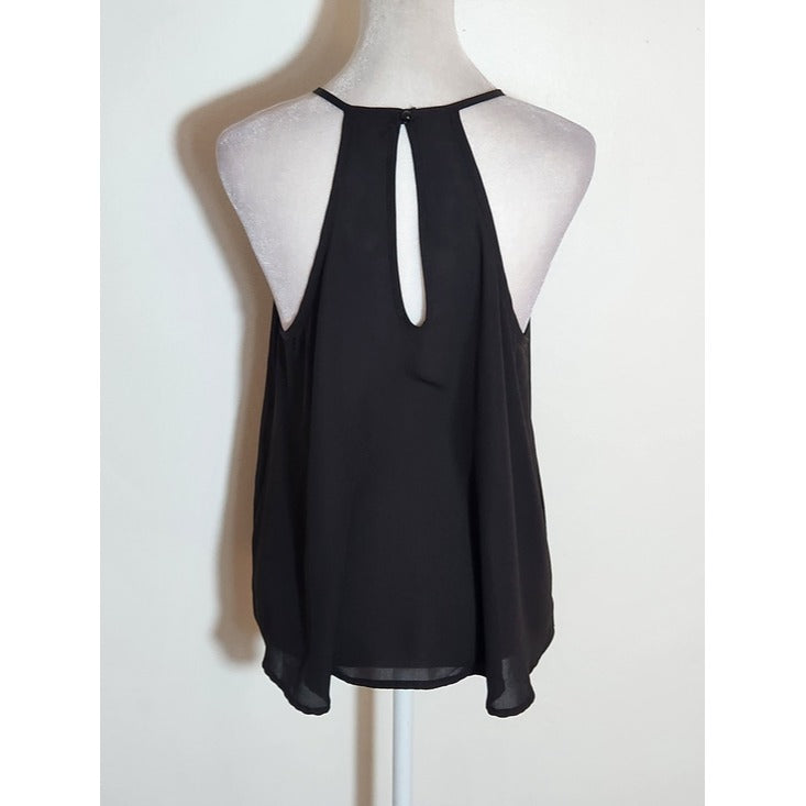 Lily White Black Semi-Sheer Tank Top Size Medium