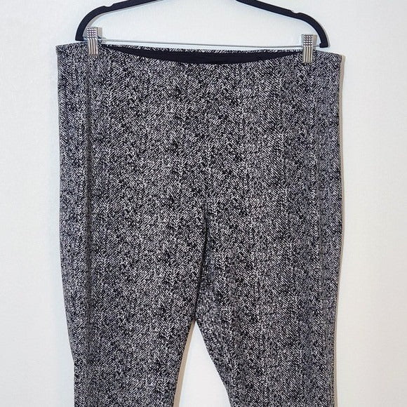 Intro Black and White Pull-on Stretch Pants Size 2X Black Print Pants