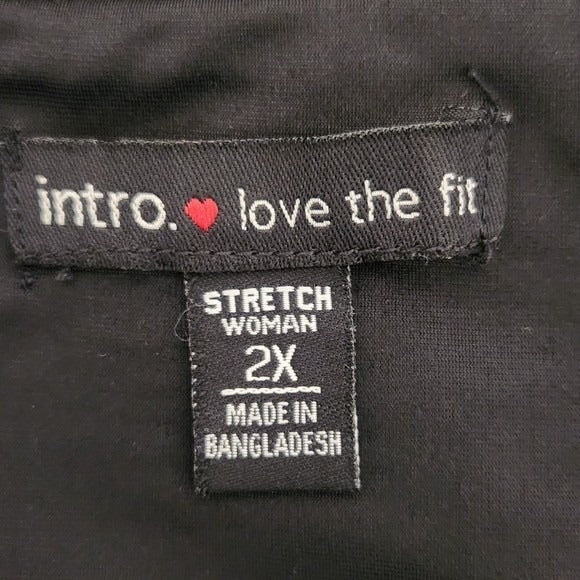 Intro Black and White Pull-on Stretch Pants Size 2X Black Print Pants