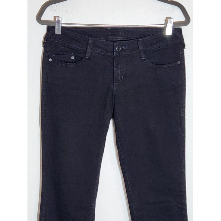 Bebe Black Y2K Straight Leg Rhinestone Pocket Jeans Size 28