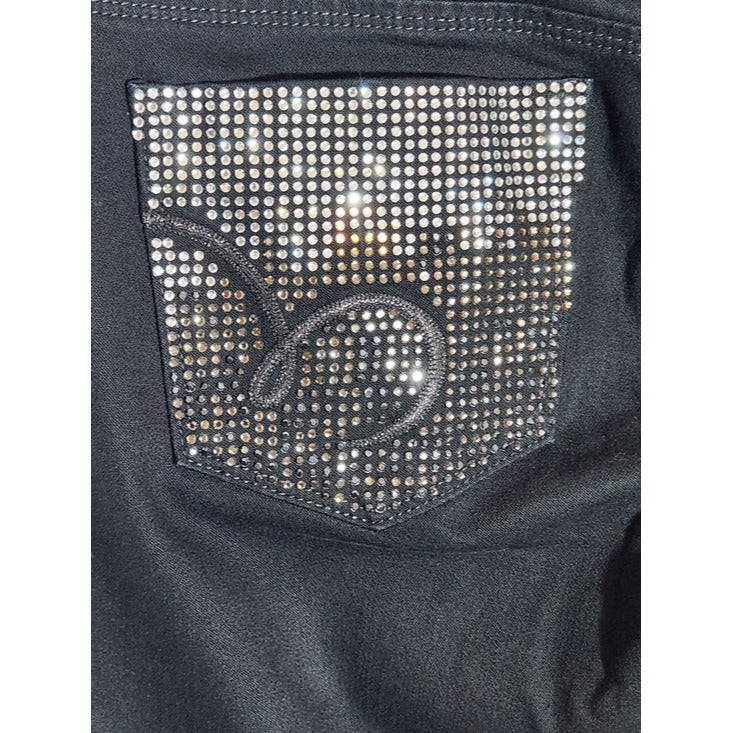 Bebe Black Y2K Straight Leg Rhinestone Pocket Jeans Size 28