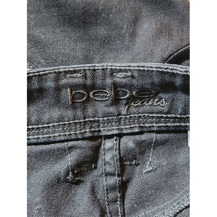 Bebe Black Y2K Straight Leg Rhinestone Pocket Jeans Size 28