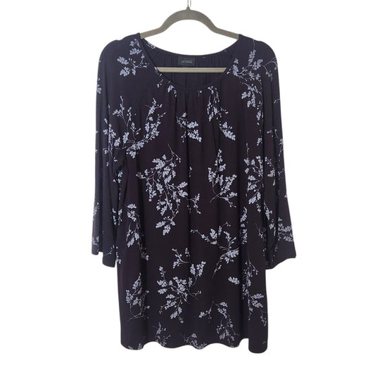 J. Jill Wearever Collection Eggplant Purple Floral Knit Tunic Top Size Large