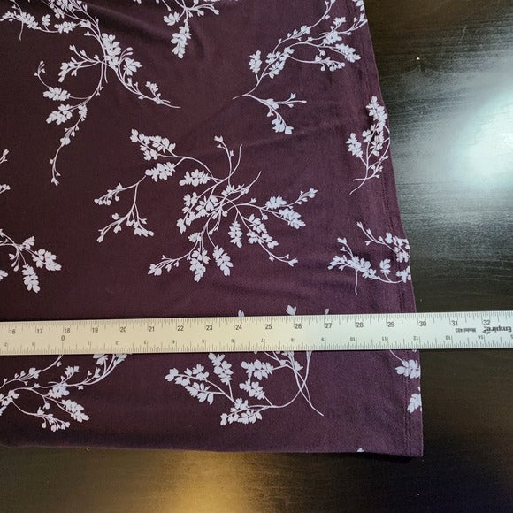 J. Jill Wearever Collection Eggplant Purple Floral Knit Tunic Top Size Large