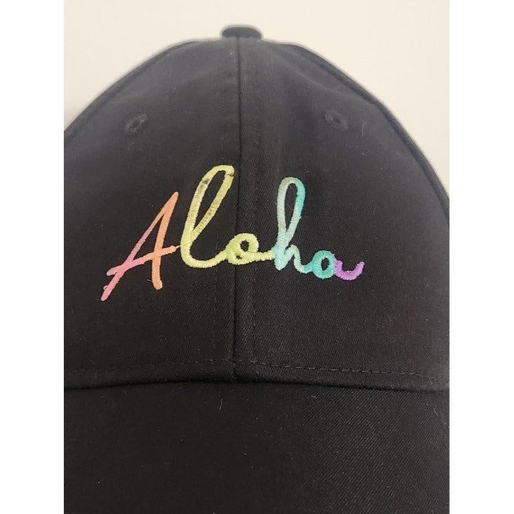 Tommy Bahama Black Embroidered Aloha Adjustable Hat One Size