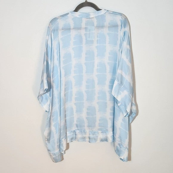 Sofia Blue and White Satin Tunic One Size NWOT