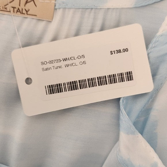 Sofia Blue and White Satin Tunic One Size NWOT