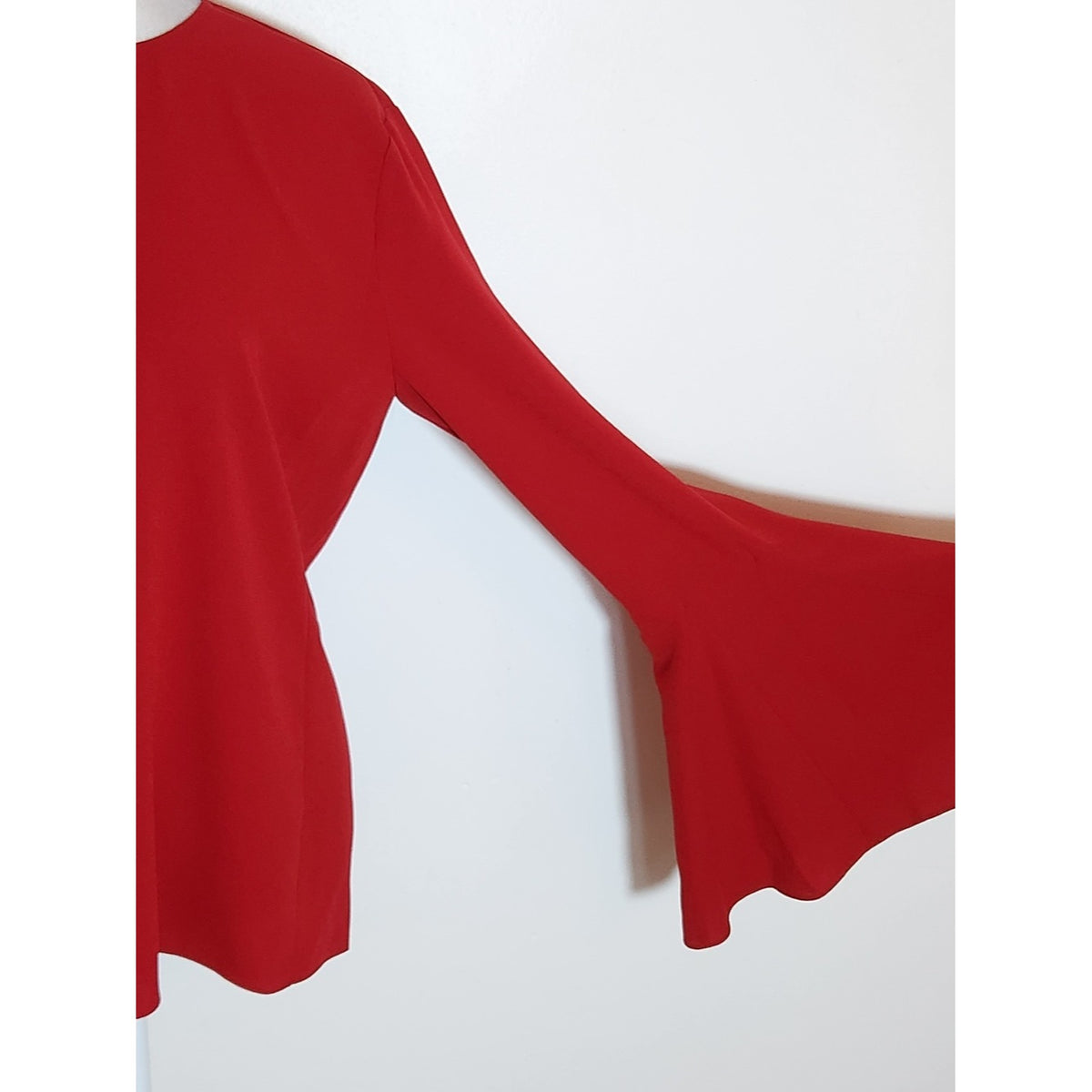 Frame Red Blouse with Dramatic Bell Sleeves Holiday Party Top Size Small