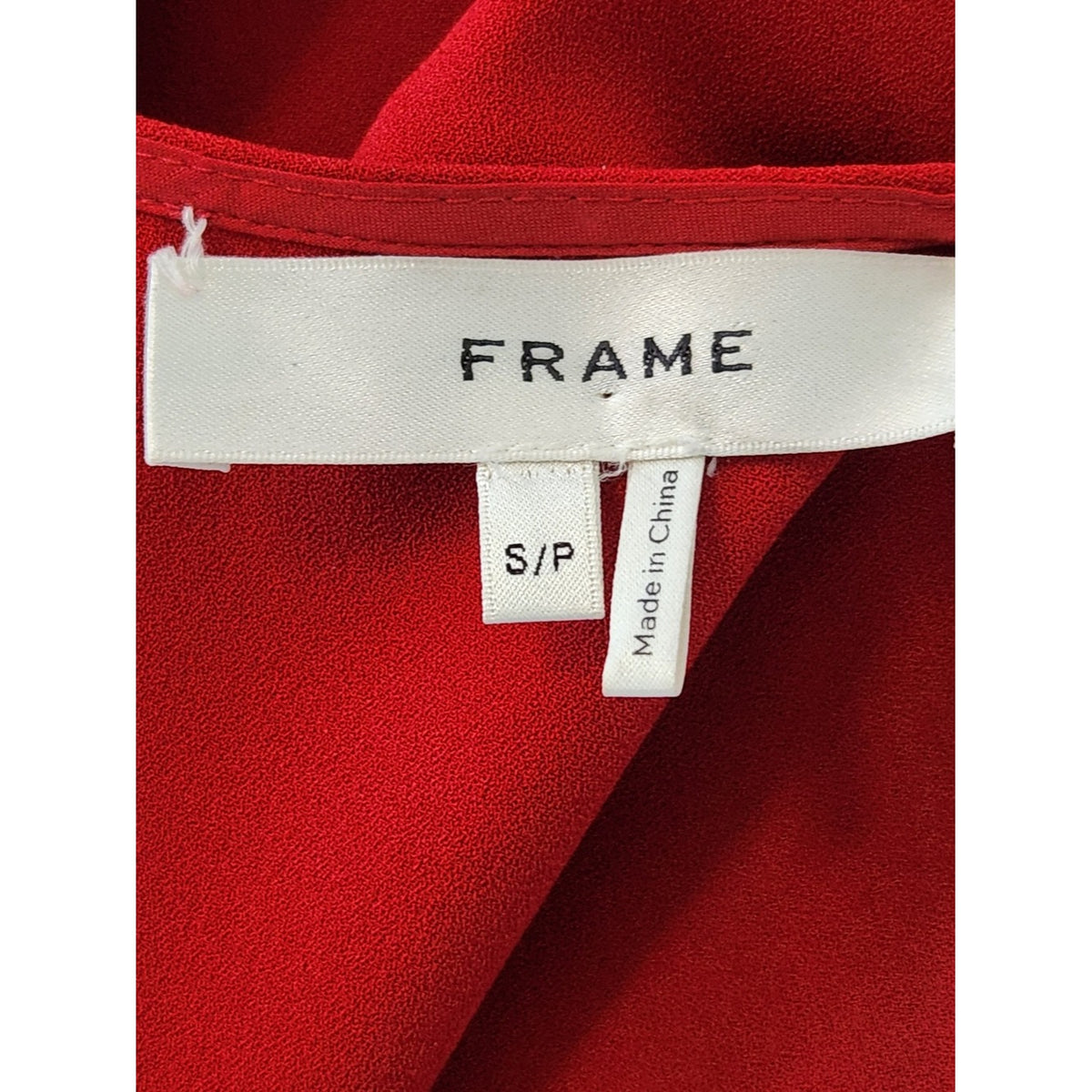 Frame Red Blouse with Dramatic Bell Sleeves Holiday Party Top Size Small