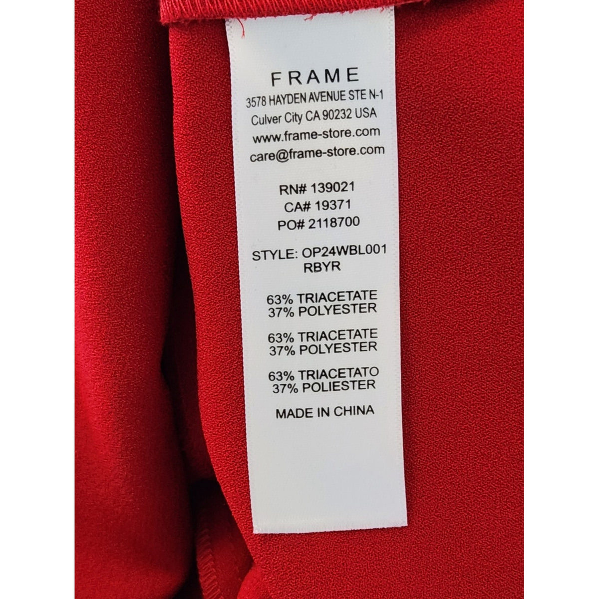 Frame Red Blouse with Dramatic Bell Sleeves Holiday Party Top Size Small