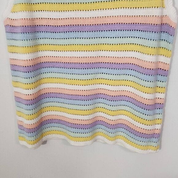 Design History Pastel Rainbow Sleeveless Knit Top NWT Size 3X Striped Sweater