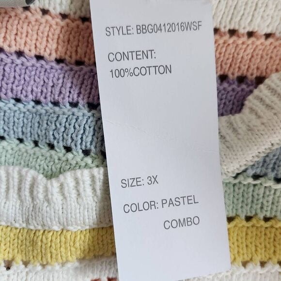 Design History Pastel Rainbow Sleeveless Knit Top NWT Size 3X Striped Sweater