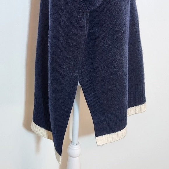 H&M Navy Oversized Sweater with Cream Stripe Details Size Medium