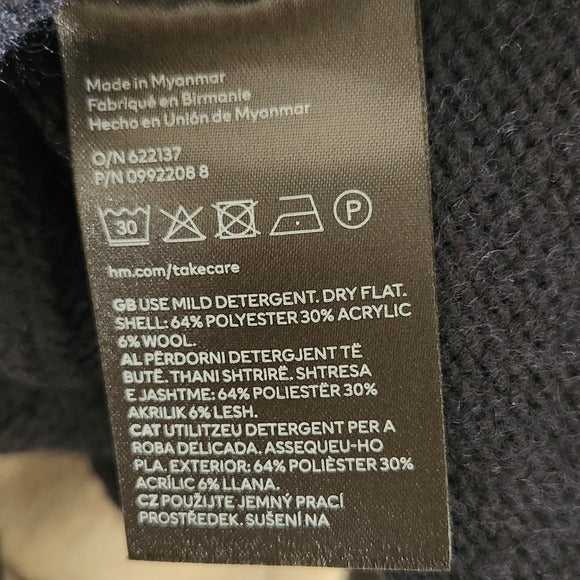 H&M Navy Oversized Sweater with Cream Stripe Details Size Medium