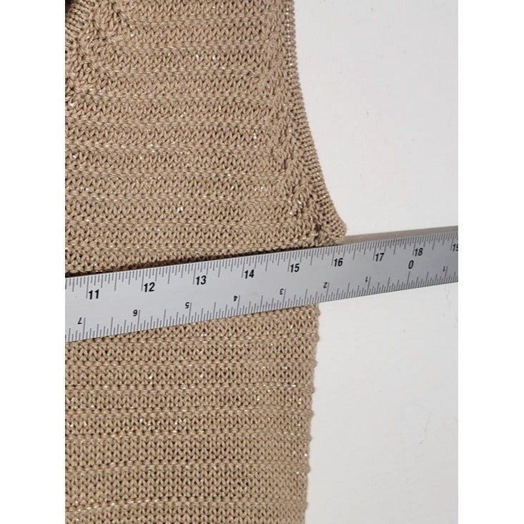 Soft Surroundings Sleeveless Khaki Knit Dress with Gold Accents Size Medium NWT